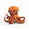 Meticulously Detailed Orange Octopus: A Darkly Comedic Cartoon Realism