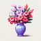 Meticulously Detailed Pixel Art Flower Vase In Cross-processed Style