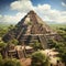 Meticulously detailed pyramid in the jungle with grandiose architecture