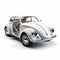 Meticulously Detailed White Vw Beetle - Nostalgic Vray Tracing Illustration