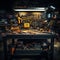 Meticulously Organized Workbench in a Mechanic's Garage