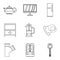 Metochion icons set, outline style