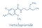 Metoclopramide nausea and vomiting treatment drug molecule. Skeletal formula.