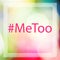 MeToo hashtag on abstract blur of light colorful bokeh background. #metoo as a new movement. As part of anti sexual harassment.