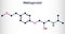 Metoprolol,  C15H25NO3 molecule. It is used in the treatment of hypertension and angina pectoris. Structural chemical formula