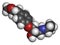 Metoprolol high blood pressure drug molecule beta blocker. Atoms are represented as spheres with conventional color coding:.