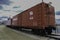 Metra 153rd Street Station and historic caboose & boxcar from the fallen flag Wabash Railroad that once ran on this line