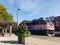 Metra Metropolitan train arriving at the station in Naperville, Illinois