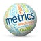 METRICS tag cloud mapped onto a sphere