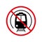 Metro Ban Black Silhouette Icon. Public Subway Forbidden Pictogram. Underground Station Red Stop Circle Symbol. No