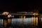 Metro crossing Passy bridge at night