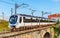 Metro Donostialdea train on the Spain - France border in Hendaye.