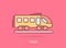 Metro icon in comic style. Train subway cartoon vector illustration on white isolated background. Railroad cargo splash effect
