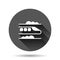 Metro icon in flat style. Train subway vector illustration on black round background with long shadow effect. Railroad cargo