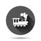 Metro icon in flat style. Train subway vector illustration on black round background with long shadow effect. Railroad cargo