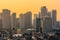 Metro Manila, Philippines - Rockwell center in Makati during a hazy late afternoon