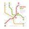 Metro map. City railway road direction transportation route urban lines vector colored scheme