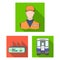 Metro, subway flat icons in set collection for design.Urban transport vector symbol stock web illustration.