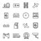 Metro, underground, subway linear vector icons set