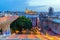 Metropol Parasol wooden structure with Seville city skyline in the old quarter of Seville in Spain