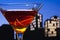 Metropolis Manhattan cocktail in city skyline setting