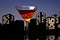 Metropolis Manhattan cocktail in city skyline setting