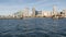 Metropolis urban skyline, highrise skyscrapers of city downtown, San Diego Bay, California USA. Waterfront buildings near pacific