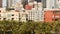 Metropolis urban skyline, highrise skyscrapers in city downtown, San Diego county, California USA. From above aerial view, lot of