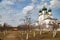 Metropolitan Garden in the Rostov Kremlin on a sunny day in spring.