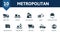 Metropolitan icon set. Contains editable icons industrial theme such as cement truck, safe production, construction helmet and