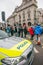 Metropolitan Police car at a protest demonstration in central London, England.