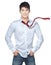 Metrosexual, handsome chinese hunk in white shirt