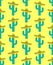 Mexican background. Cactus in sombrero pattern seamless. vector texture