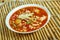 Mexican bean soup with shredded chicken