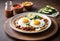 mexican breakfast huevos rancheros with tacos, fried eggs and salsa
