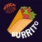 Mexican burrito poster. Mexico fast food eatery, cafe or restaurant advertising banner. Latin american cuisine flyer