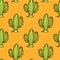 Mexican cactus doodle drawing seamless pattern