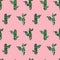 Mexican cactus seamless pattern isolated on pink background. Hand painted cacti set in collage paper cut style. botanical print