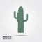 Mexican cactus. Stylized flat icon with shadow