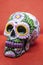 Mexican Calavera with colorful flowers