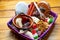 Mexican candies on wooden background