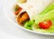 Mexican chicken fajita wraps with salad