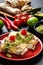 Mexican chimichanga with guacamole dip