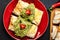 Mexican chimichanga with guacamole dip