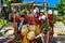 Mexican Christmas Red Poinsettas Cart Zocalo Oaxaca Mexico