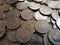 mexican coins of ten cents, background and texture