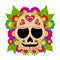 Mexican colored floral skull