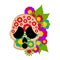 Mexican colored floral skull