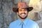 Mexican cowboy wearing hat and denim shirt