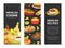 Mexican Cuisine Recipes Vertical Banners Set with Traditional Tasty Dishes and Space for Text, Takeaway Meal, Restaurant